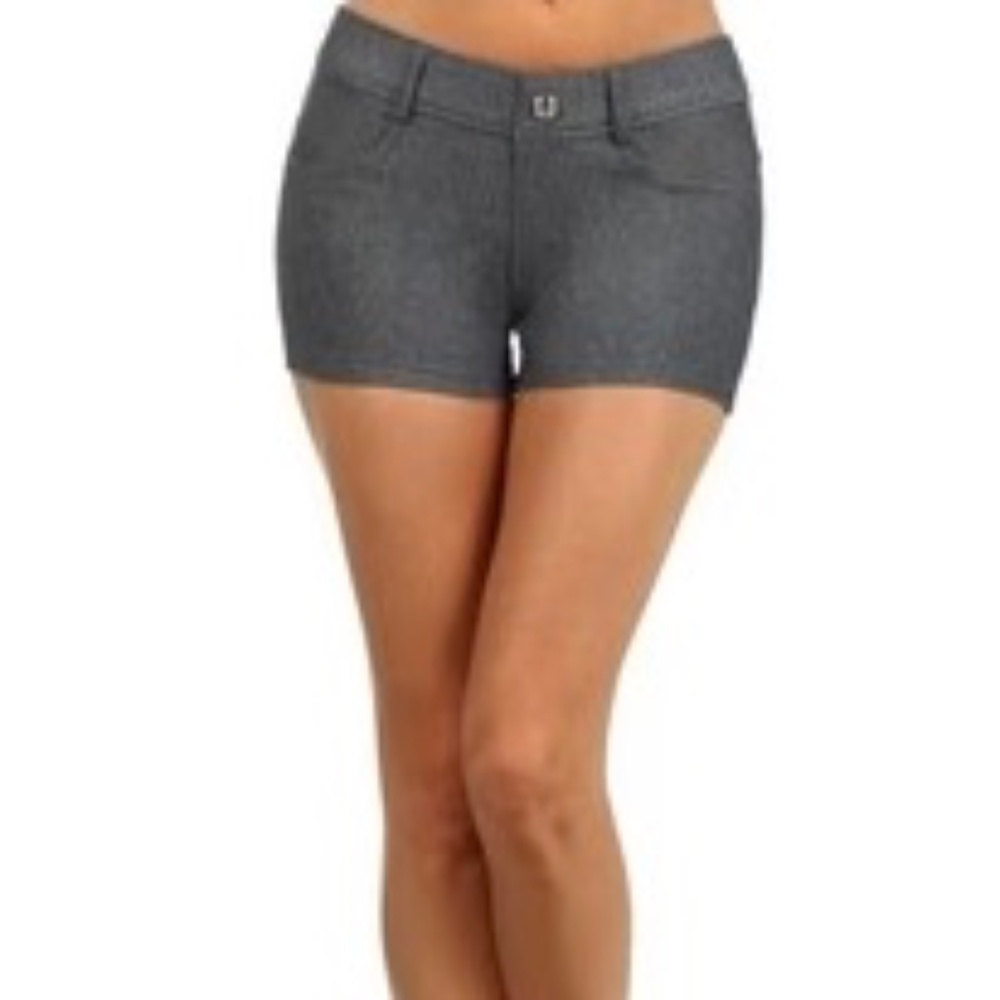 ACTIVE Women's Classic Jean Like Jegging Shorts - Grey Size Large